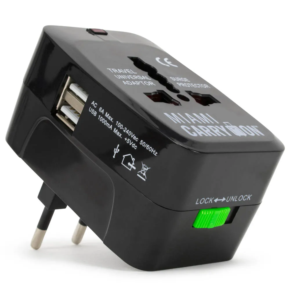 Miami Carry On Universal Travel Adapter with USB Port